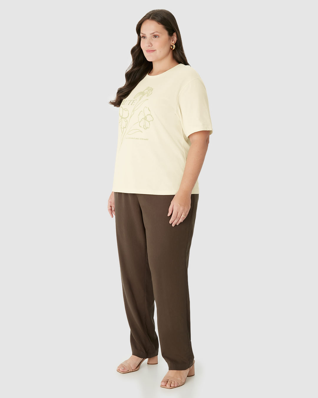 Blusa Feminina Plus Size Box Estampa Puff Alto Relevo Em Algodão - Imagem 12