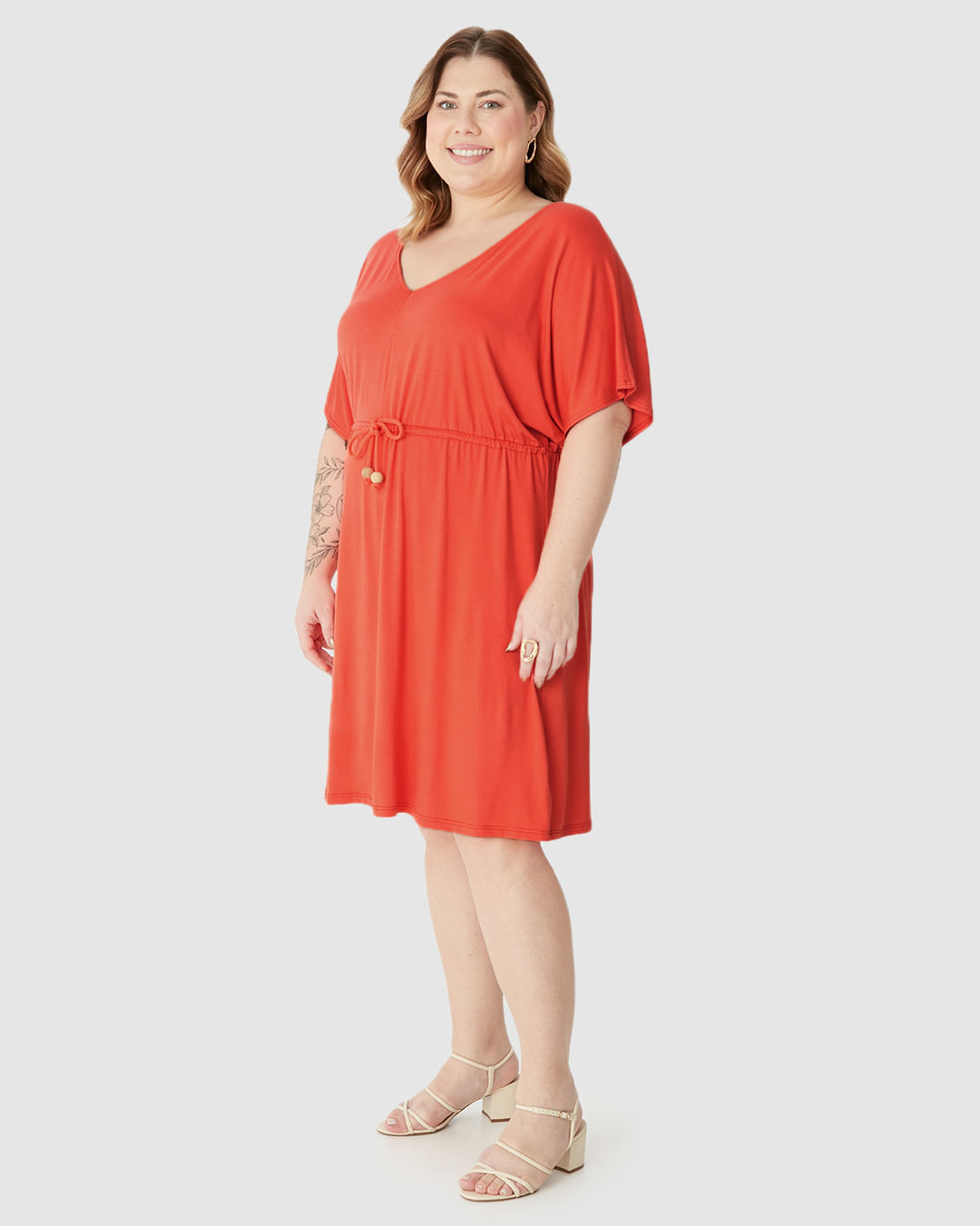 Vestido Feminino Plus Size Cadarço E Amarração Frontal Em Viscose Stretch - Imagem 22