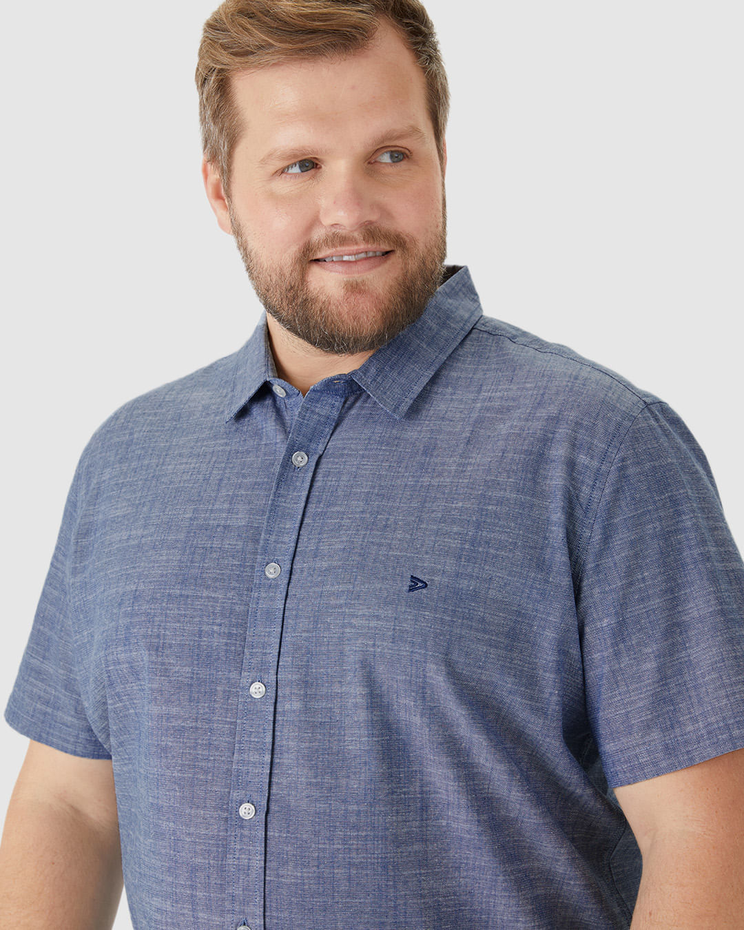 Camisa Masculina Plus Size Regular Abotoamento Frontal Em Algodão - Imagem 3