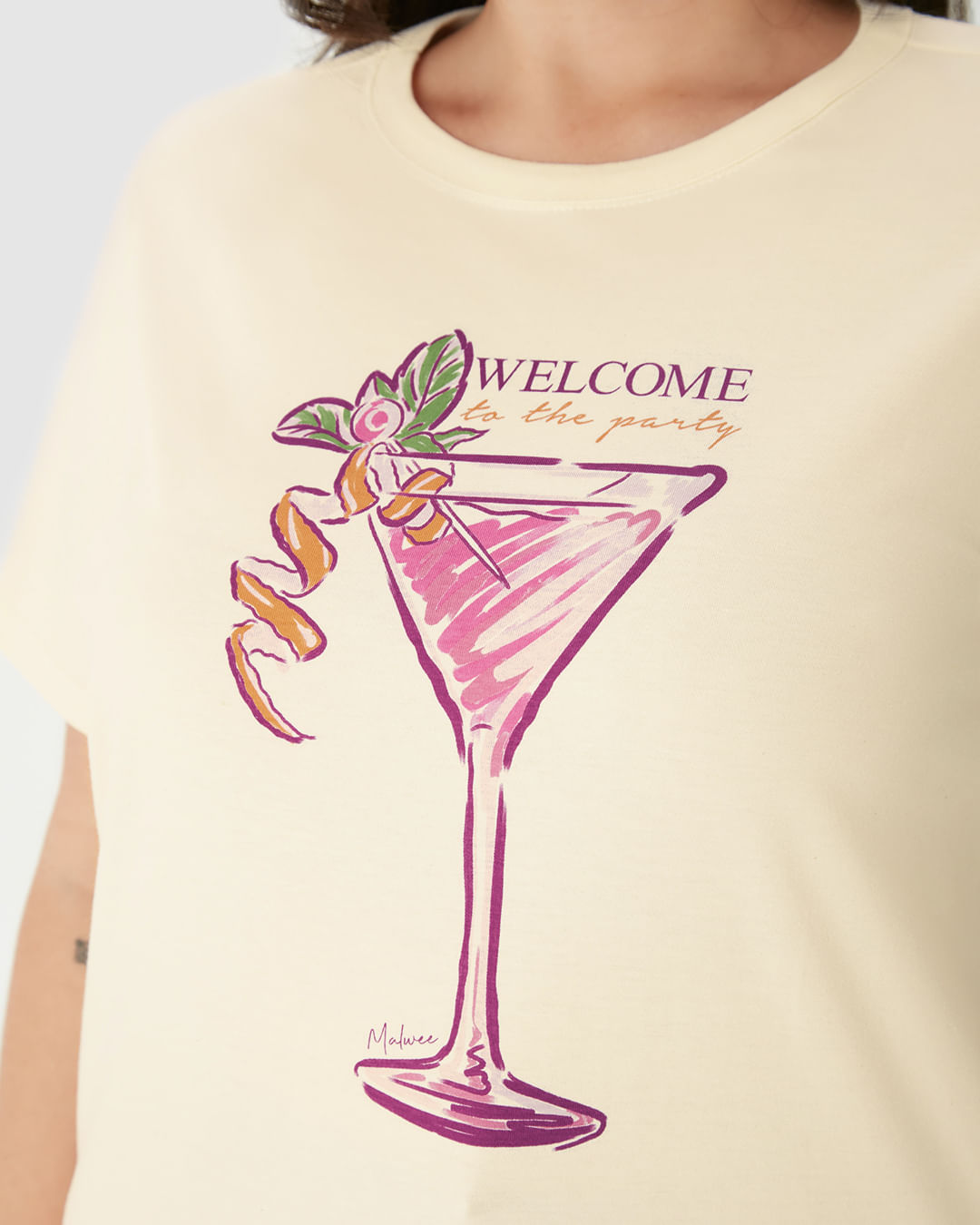 Camiseta Feminina Plus Size Estampa Welcome To The Party Em Algodão - Imagem 8