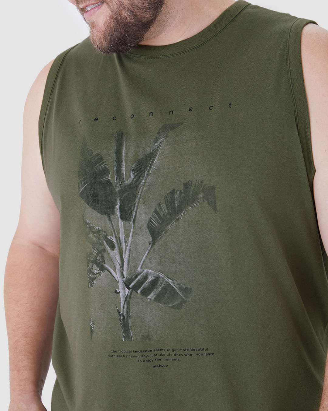 Regata Masculina Plus Size Estampa Reconnect Em Algodão - Imagem 8