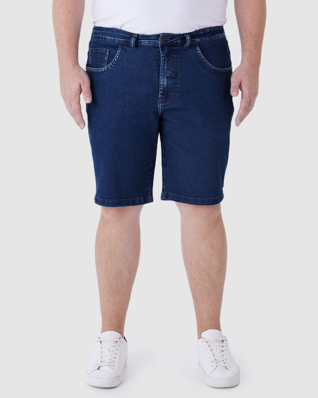 Bermuda Masculina Plus Size Tradicional Em Jeans Com Elastano - Imagem 9