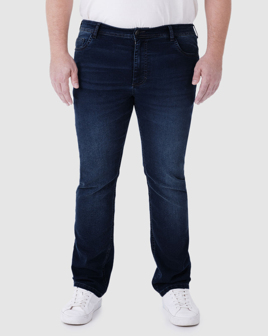 Calça Masculina Plus Size Slim Cintura Média Em Jeans Com Elastano - Imagem 29