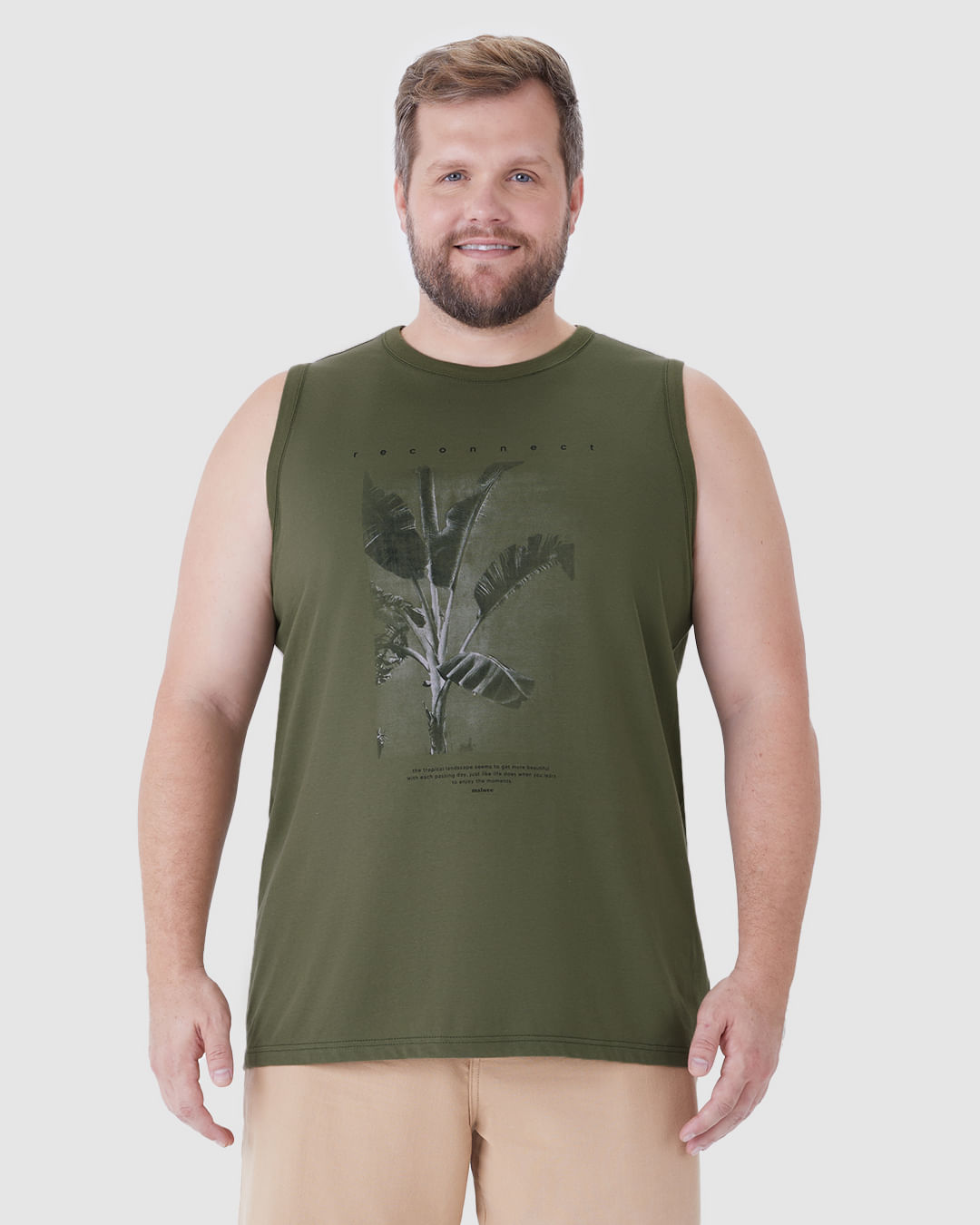 Regata Masculina Plus Size Estampa Reconnect Em Algodão - Imagem 14