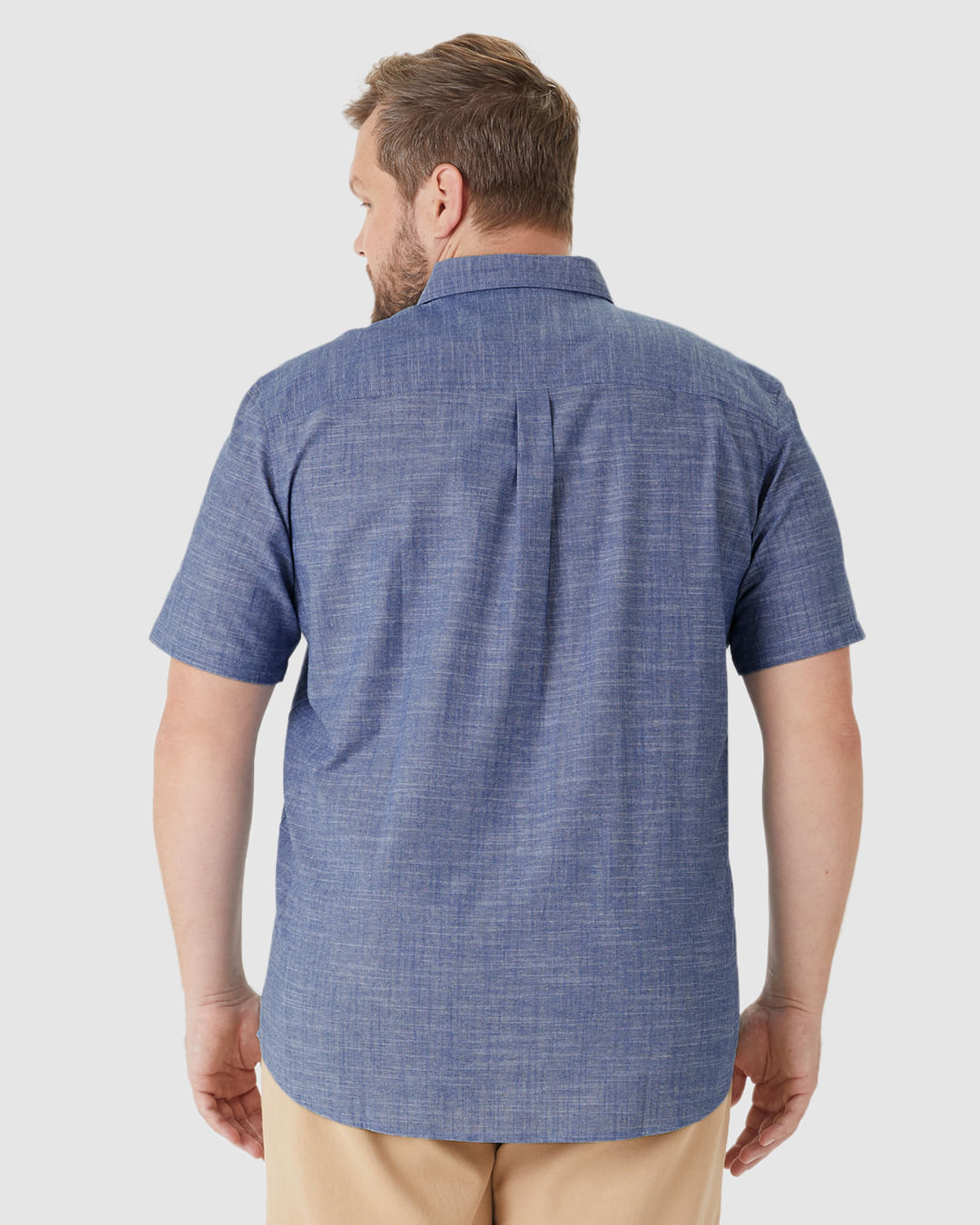 Camisa Masculina Plus Size Regular Abotoamento Frontal Em Algodão - Imagem 15