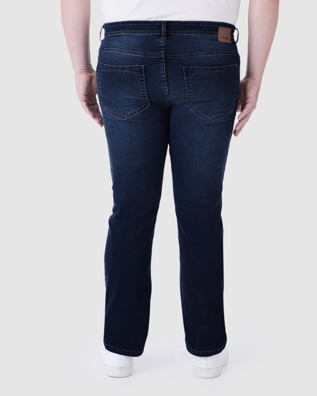 Calça Masculina Plus Size Slim Cintura Média Em Jeans Com Elastano - Imagem 5