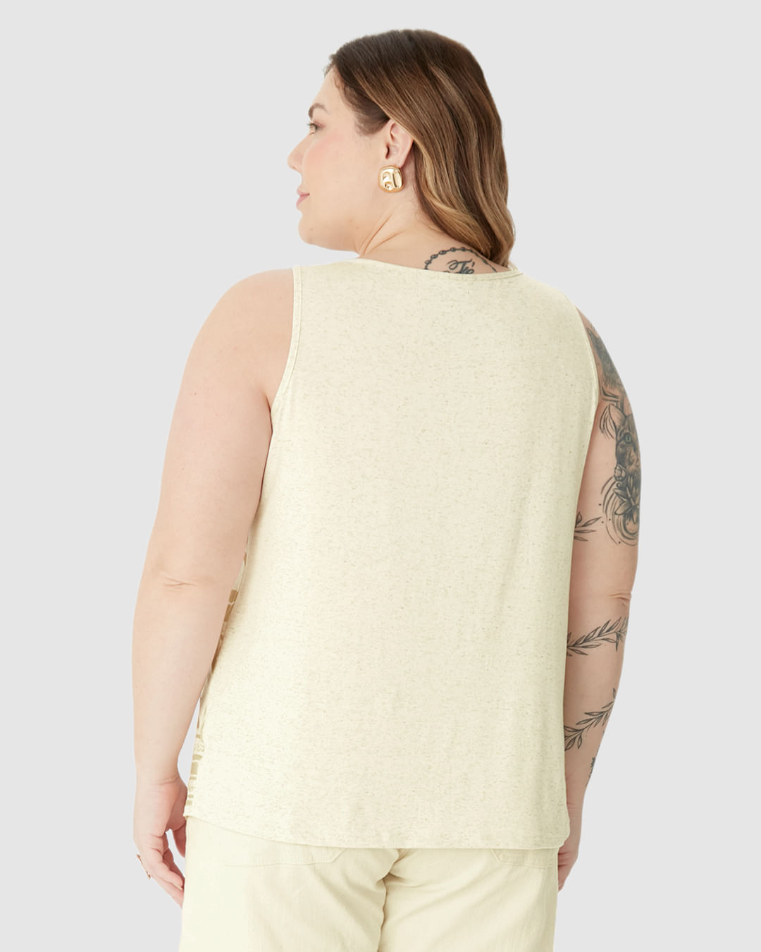 Regata Feminina Plus Size Evasê Estampada Em Malha Viscolinho Stretch - Imagem 20