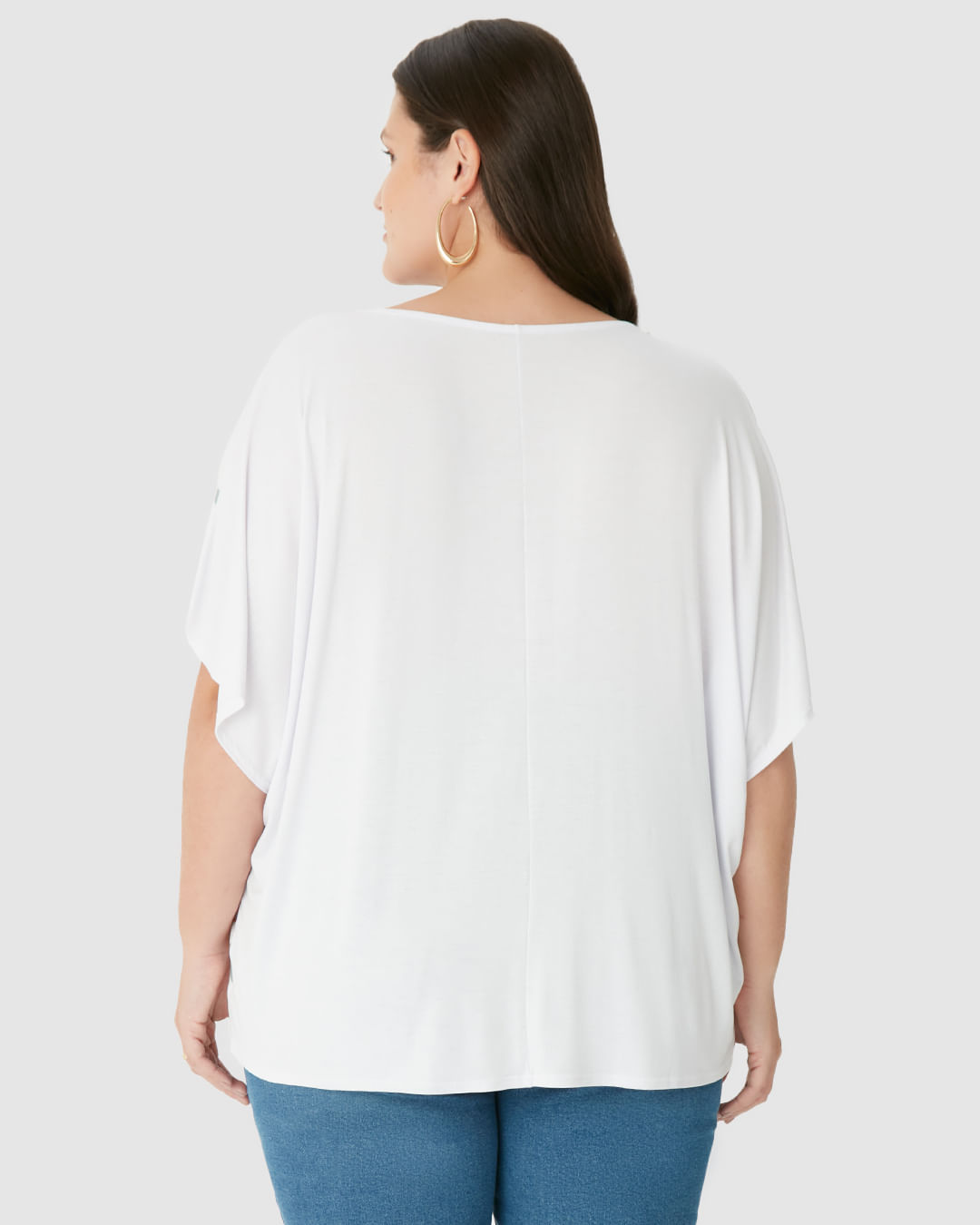 Blusa Feminina Plus Size Ampla Estampada Decote V Em Viscose Stretch - Imagem 15