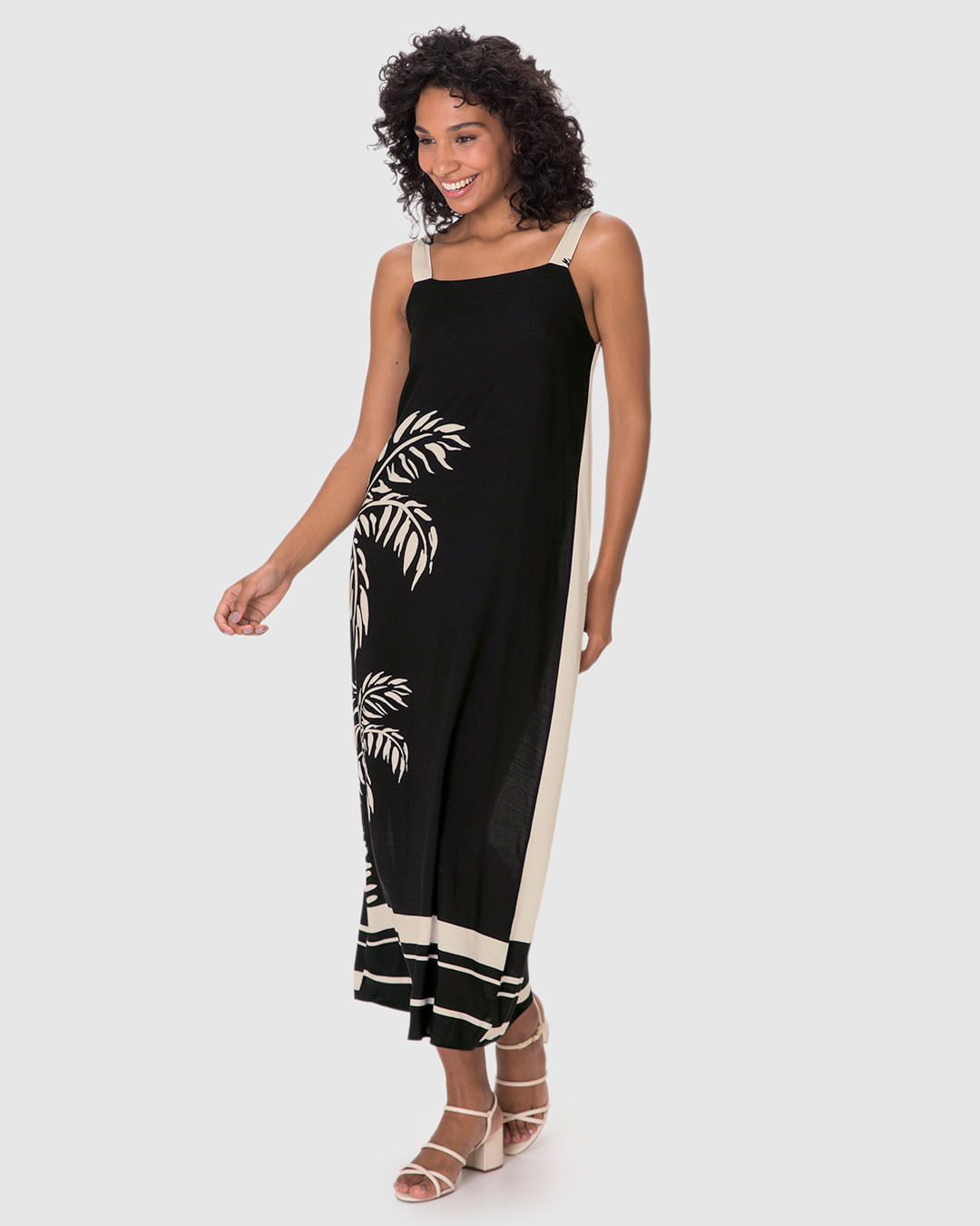 Vestido Midi Feminino Estampado Duas Formas De Uso Em Viscose