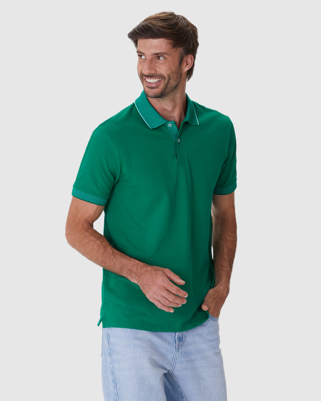 Camisa Polo Masculina Regular Detalhes Retilínea Em Piquet Premium - Imagem 25