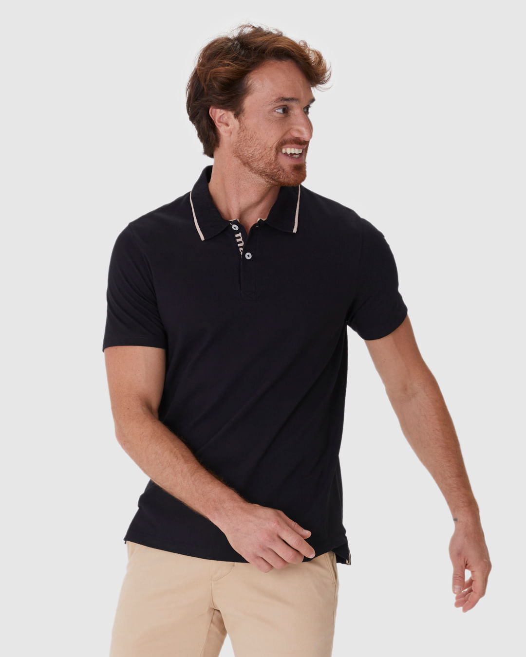 Camisa Polo Masculina Slim Peitilho Manga Curta Em Piquet Stretch - Imagem 25