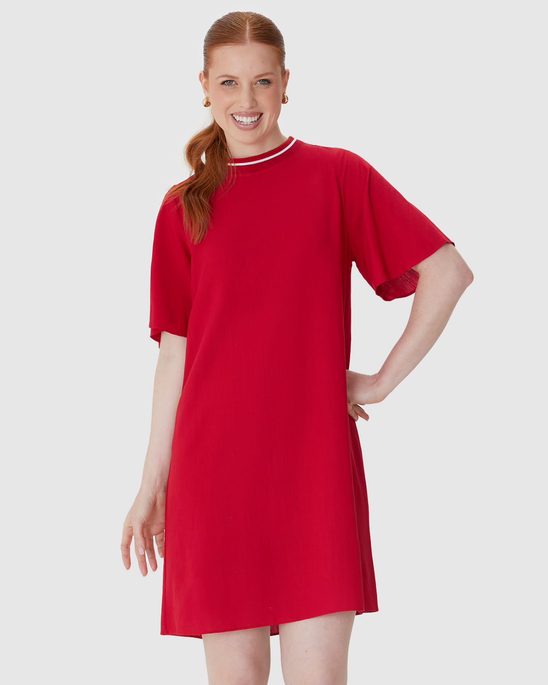 Vestido Amplo Feminino Decote Retilínea Em Viscolinho Texturizado - Imagem 11