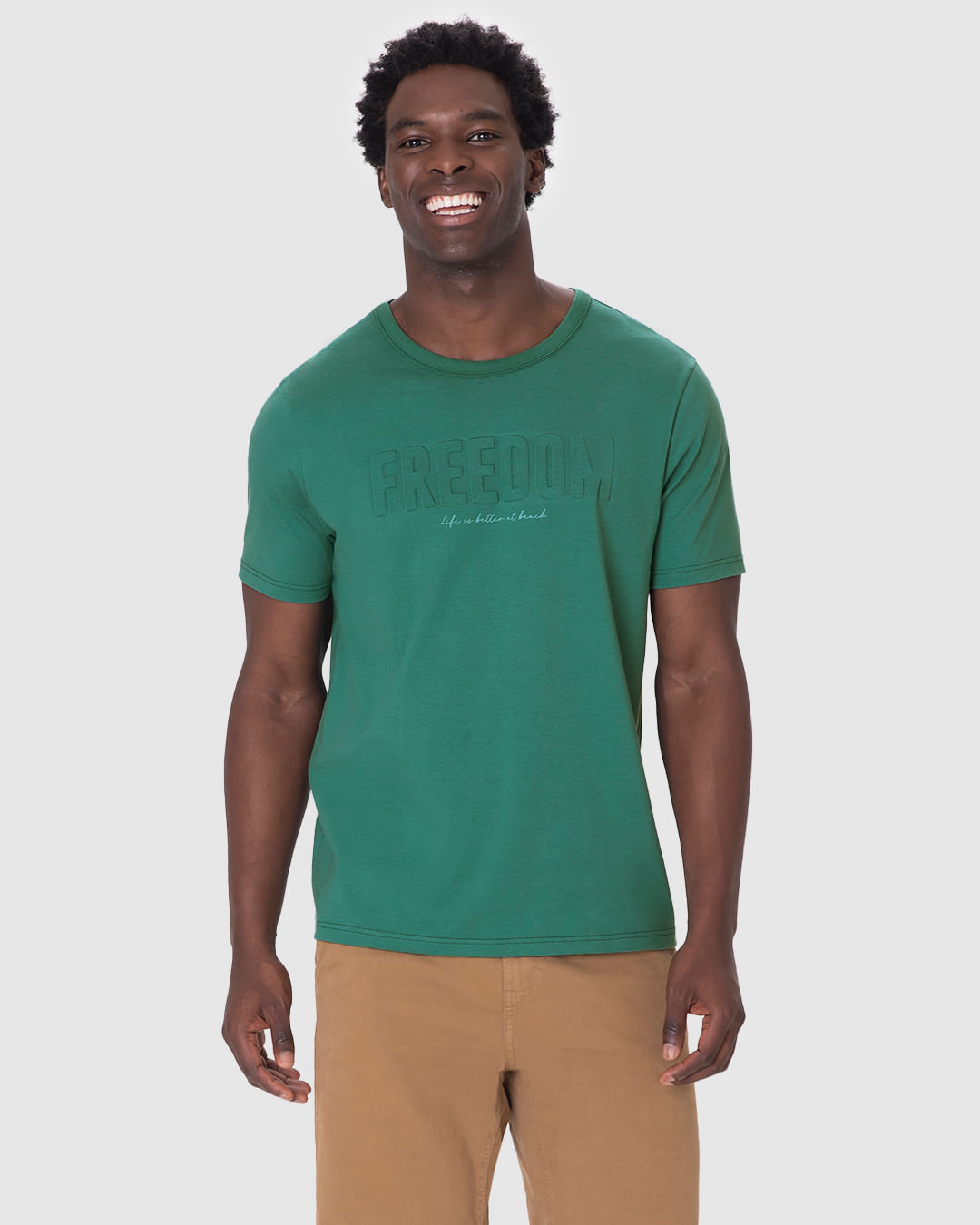 Camiseta Masculina Estampa Alto Relevo Freedom Em Algodão - Imagem 6