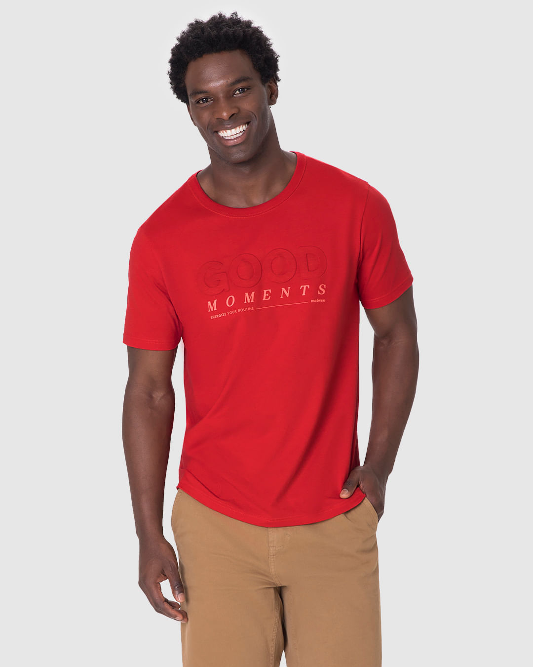 Camiseta Masculina Estampa Alto-Relevo Good Moments Em Algodão