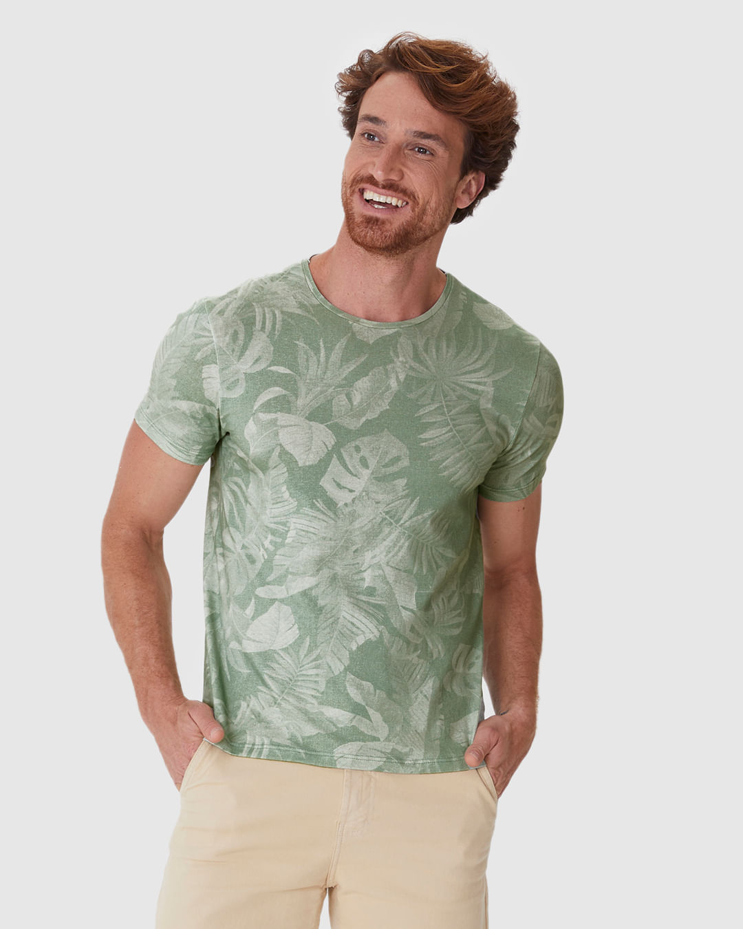 Camiseta Masculina Regular Estampa Digital Em Malha Linho