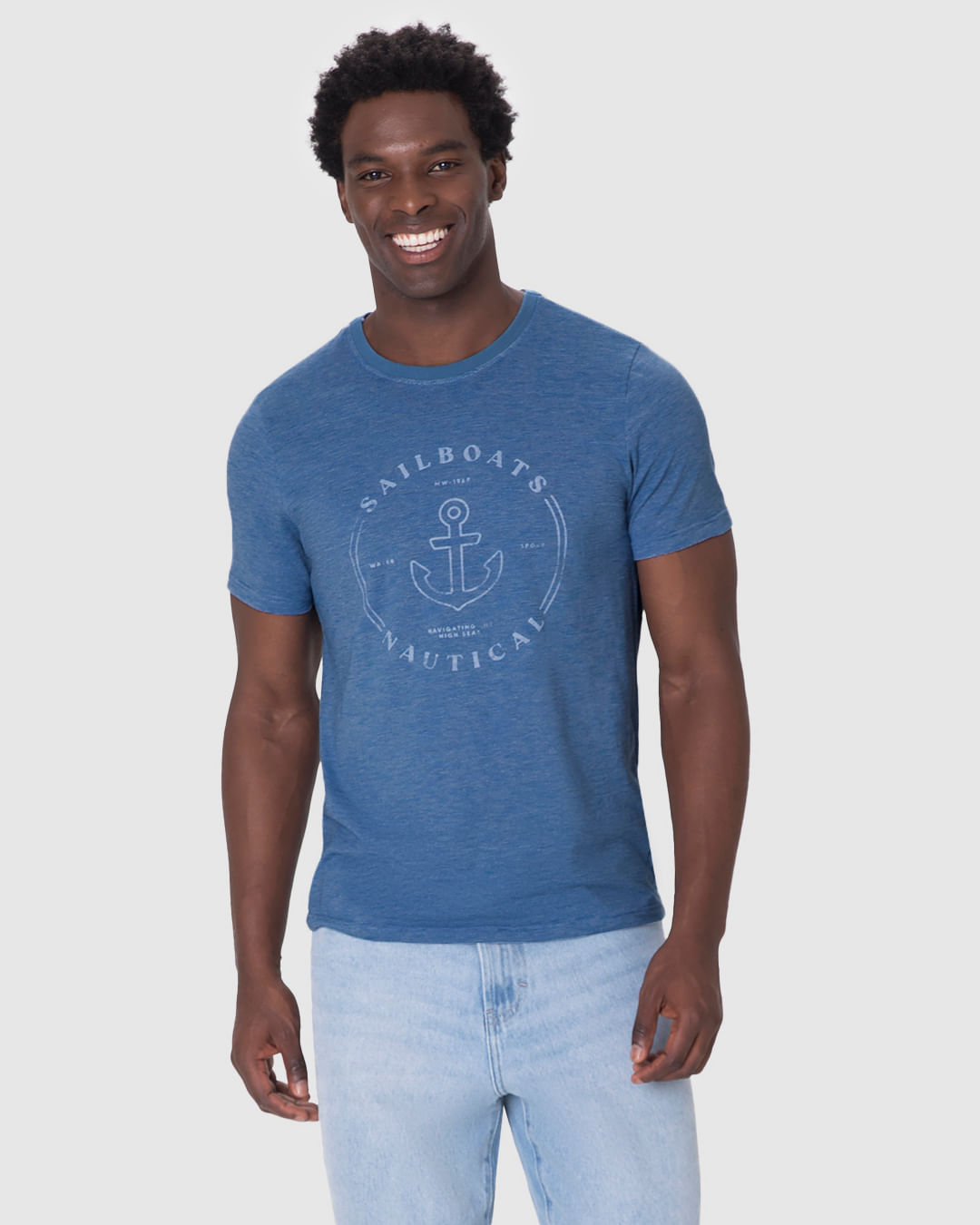 Camiseta Masculina Slim Sailboats Nautical Em Malha Fio A Fio - Imagem 16