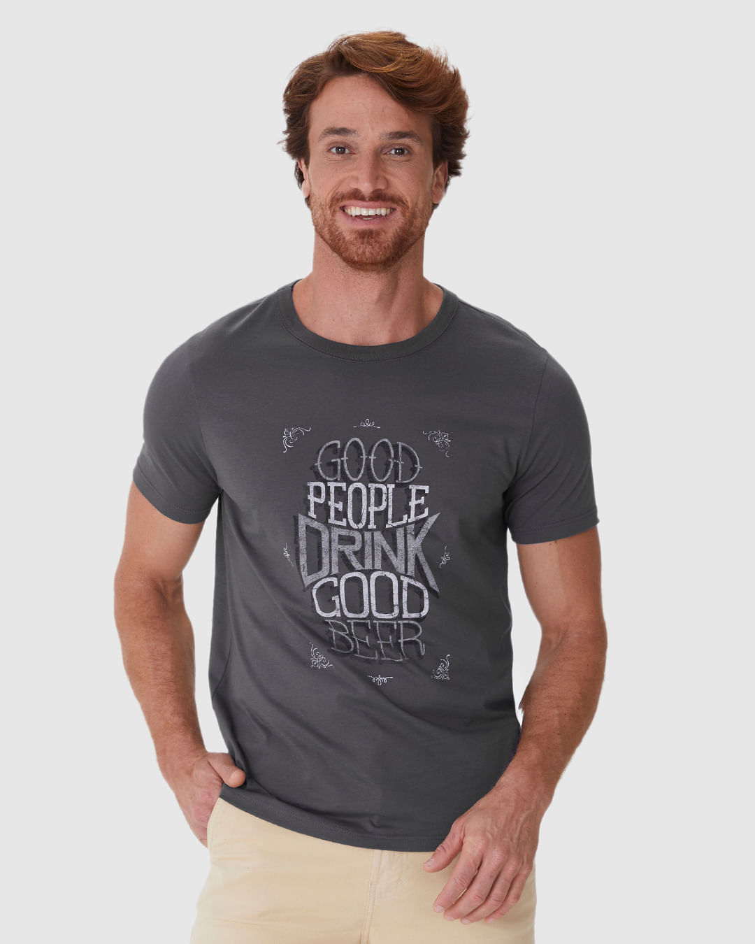 Camiseta Masculina Slim Good People Good Drink Beer Em Algodão