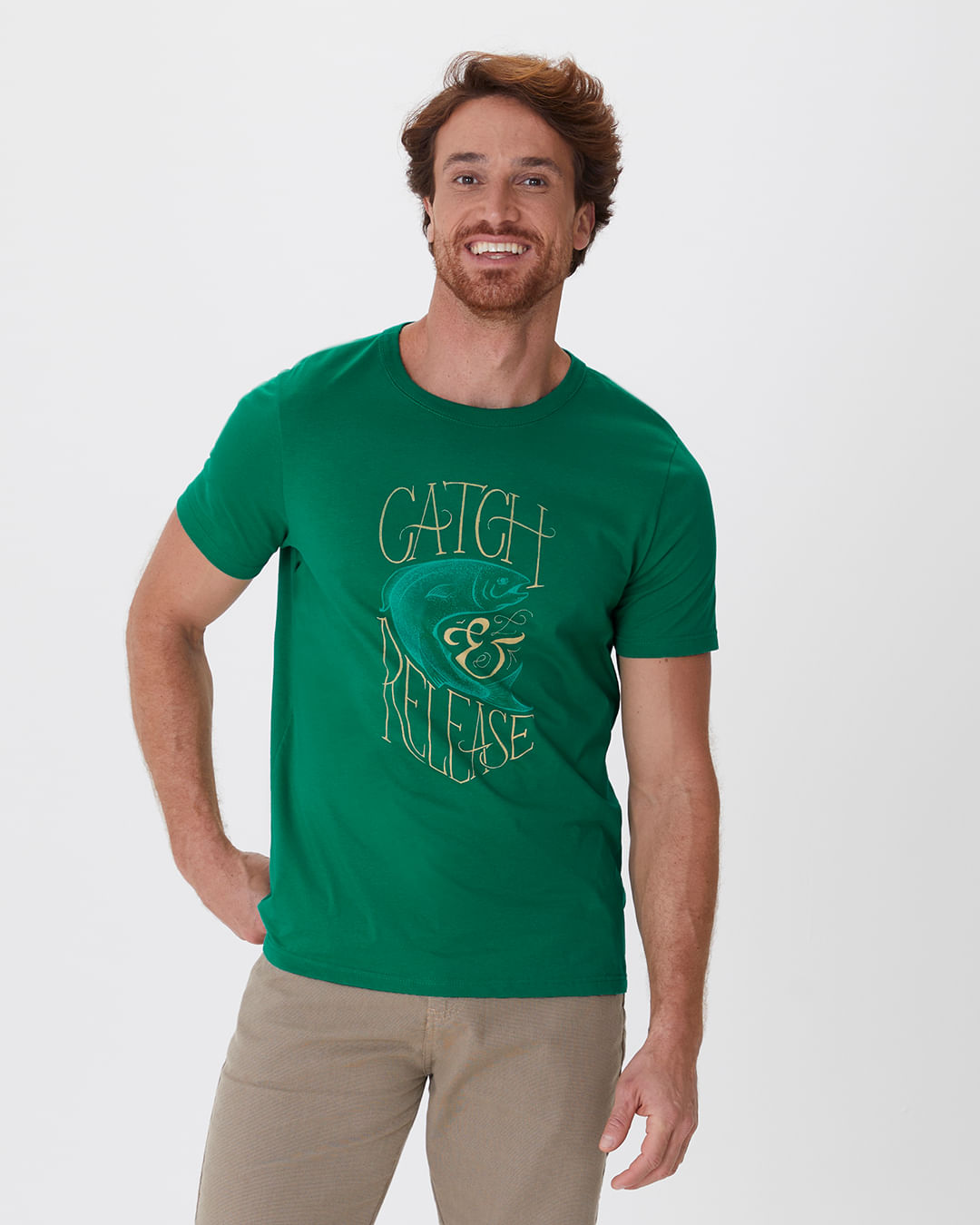 Camiseta Masculina Slim Catch E Release Em Algodão