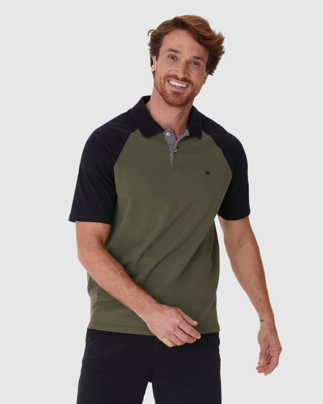 Camisa Polo Masculina Regular Bicolor Em Piquet Stretch