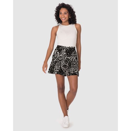 Shorts Feminino Evasê Pala Estampado em Viscose
