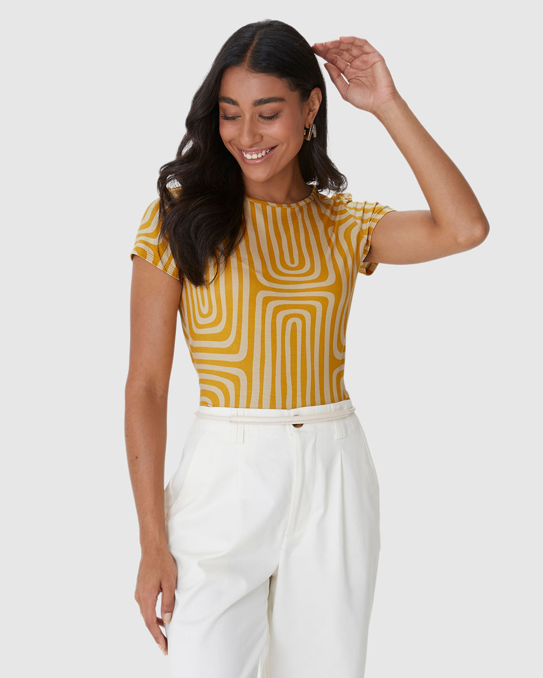 Blusa Justa Feminina Estampada Em Viscose Stretch - Imagem 16