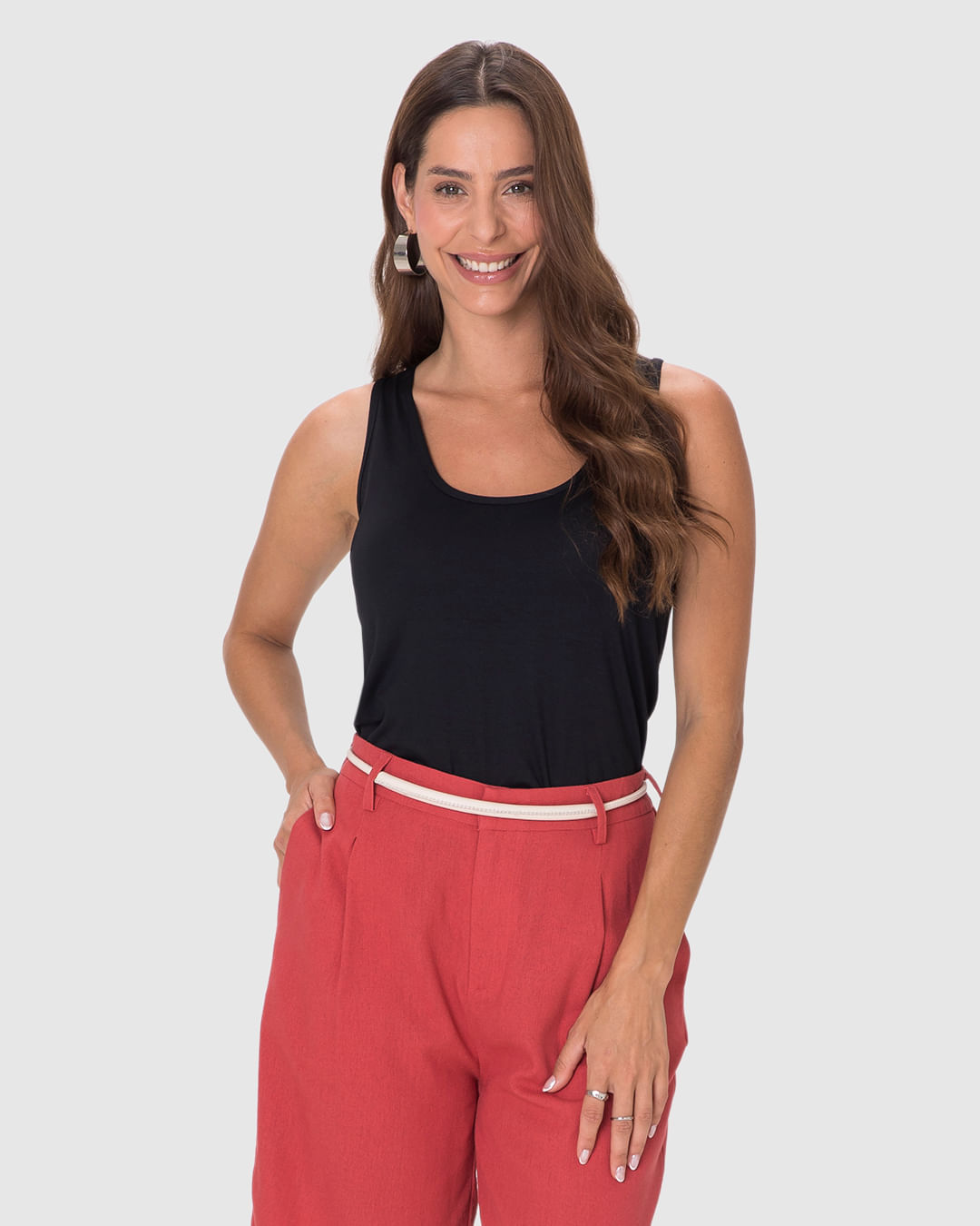 Regata Básica Feminina Evasê Em Malha Viscose Stretch - Imagem 16