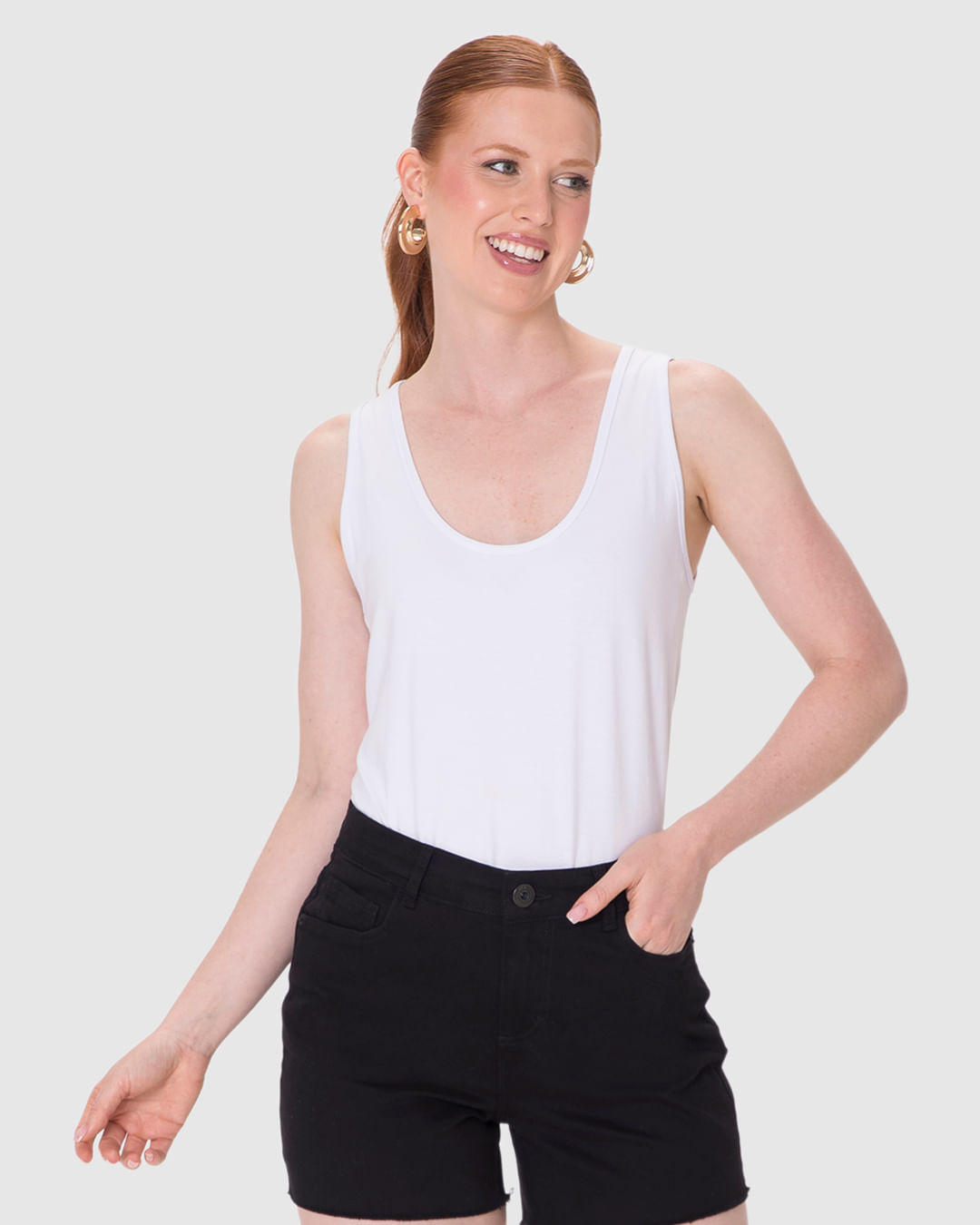 Regata Básica Feminina Evasê Em Malha Viscose Stretch - Imagem 16