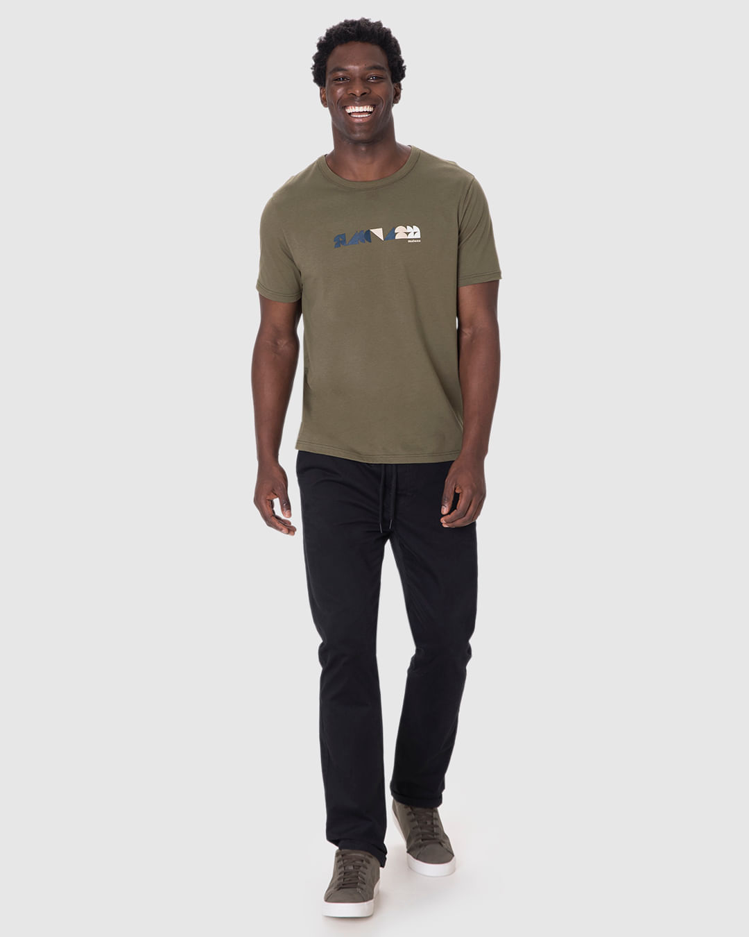 Calça Masculina Jogger Cintura Média Cós Elástico Em Sarja Com Elastano - Imagem 31