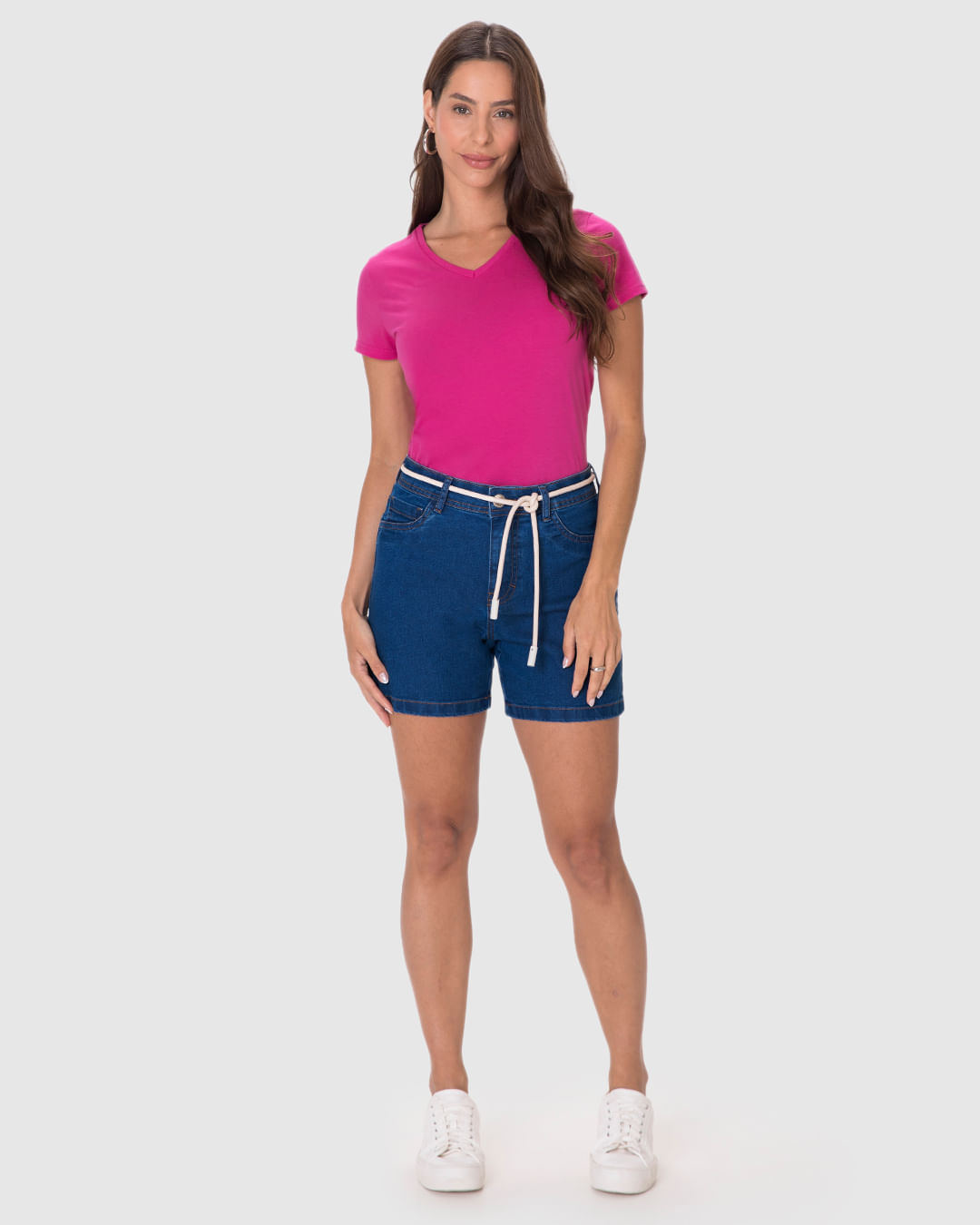 Shorts Feminino Comfort Bolso Funcional Etiqueta Decorativa Em Jeans Stretch - Imagem 16