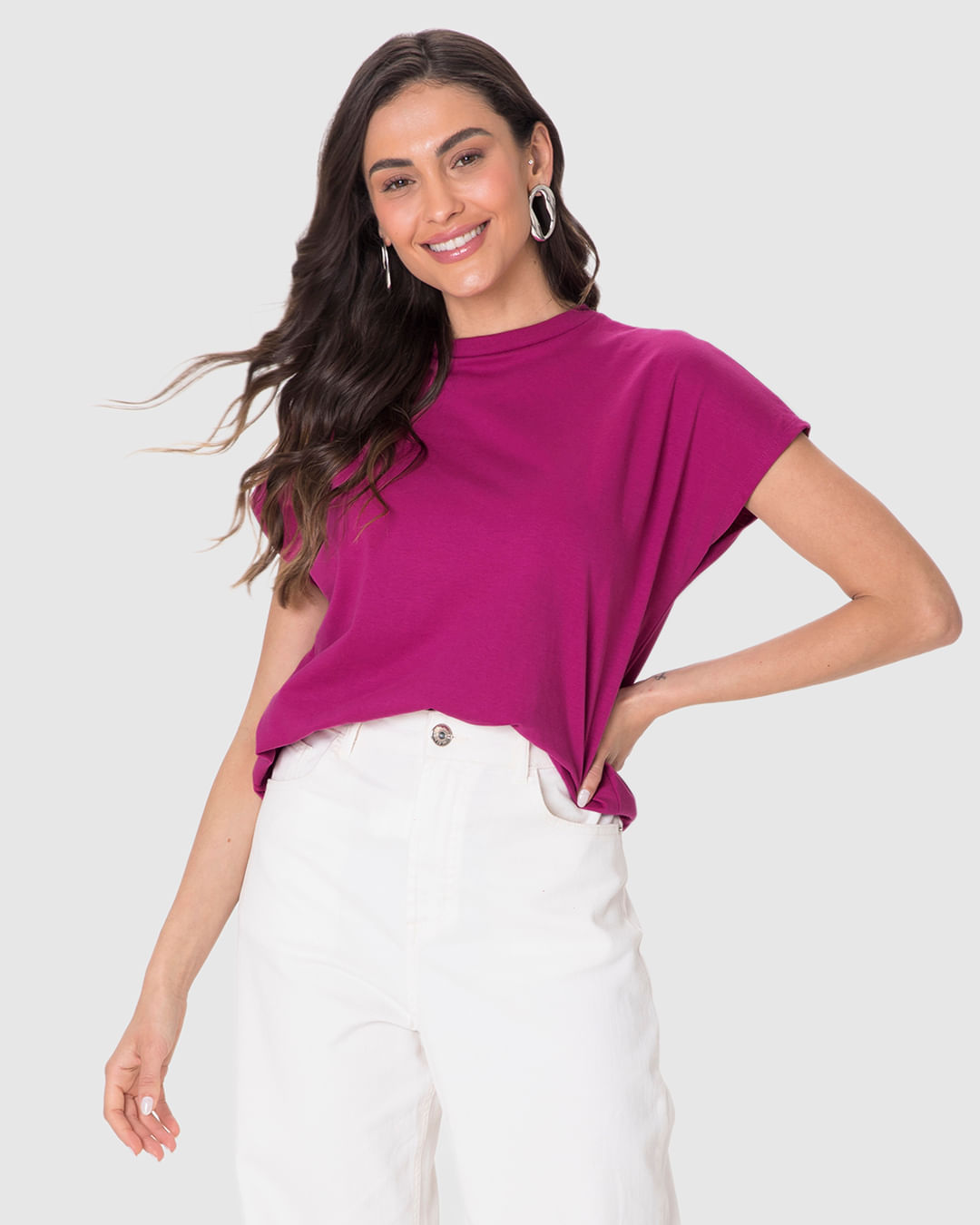 Blusa Básica Feminina Manga Curta Sem Cavas Em Malha Algodão Comfy