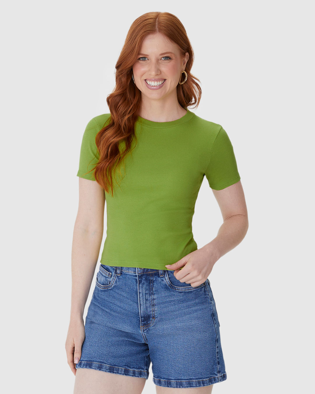 Blusa Básica Feminina Decote Redondo Em Ribana
