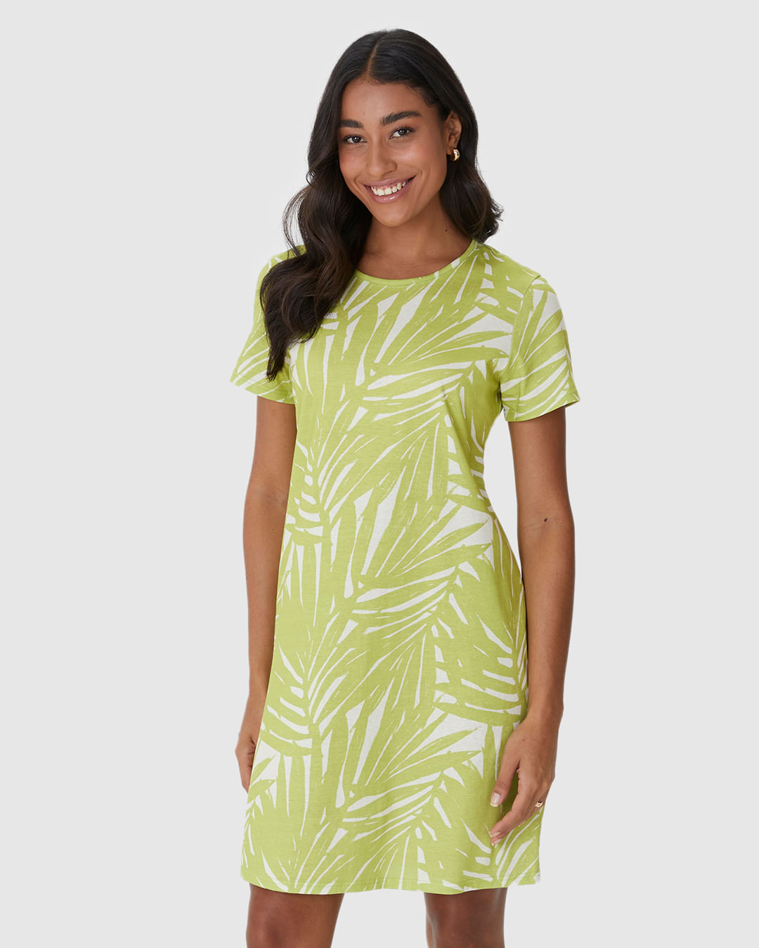 Vestido Feminino Estampado Com Decote Redondo Em Algodão - Imagem 11