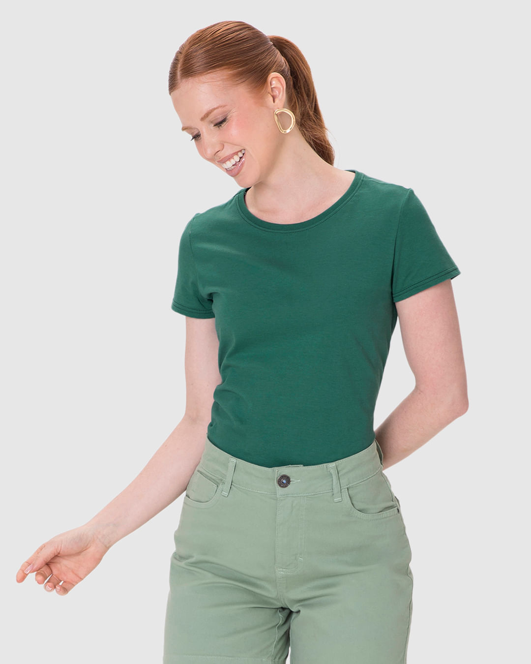 Blusa Básica Feminina Baby Look Em Algodão - Imagem 6