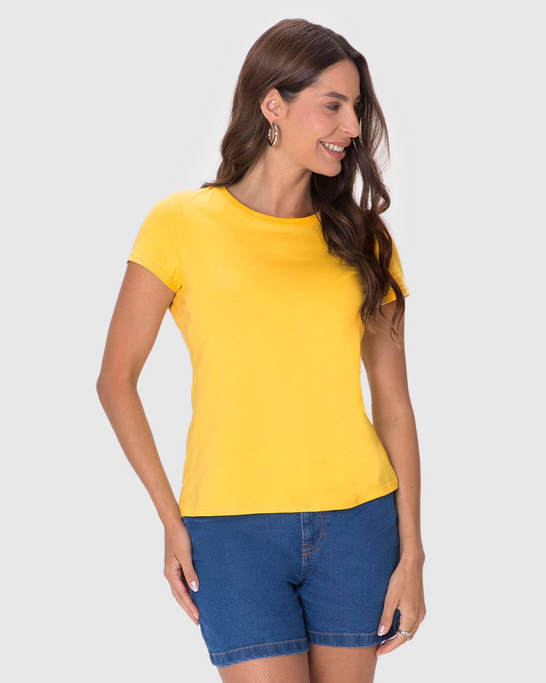 Blusa Básica Feminina Baby Look Em Algodão - Imagem 26