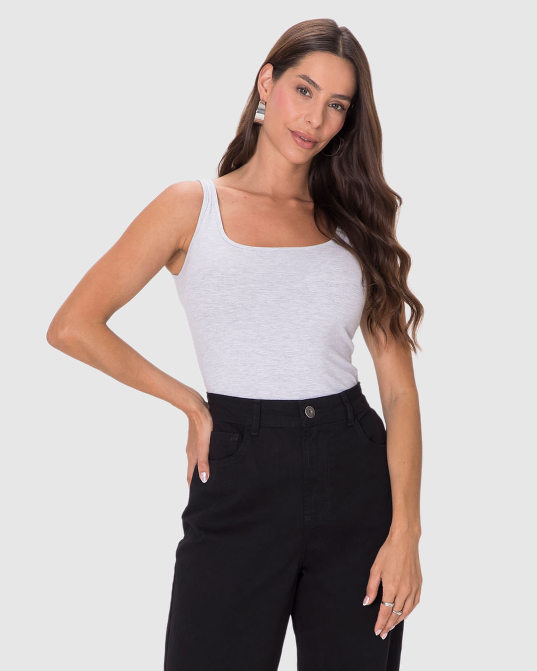 Regata Básica Feminina Alça Média Em Algodão - Imagem 6