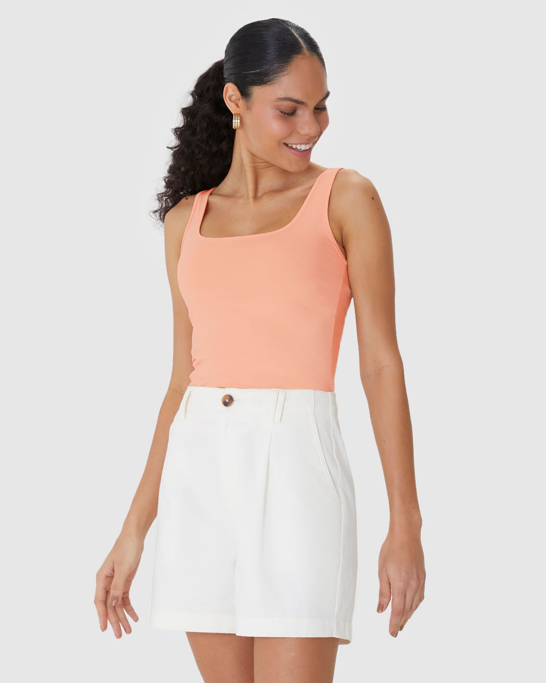 Regata Básica Feminina Alça Média Em Algodão - Imagem 11