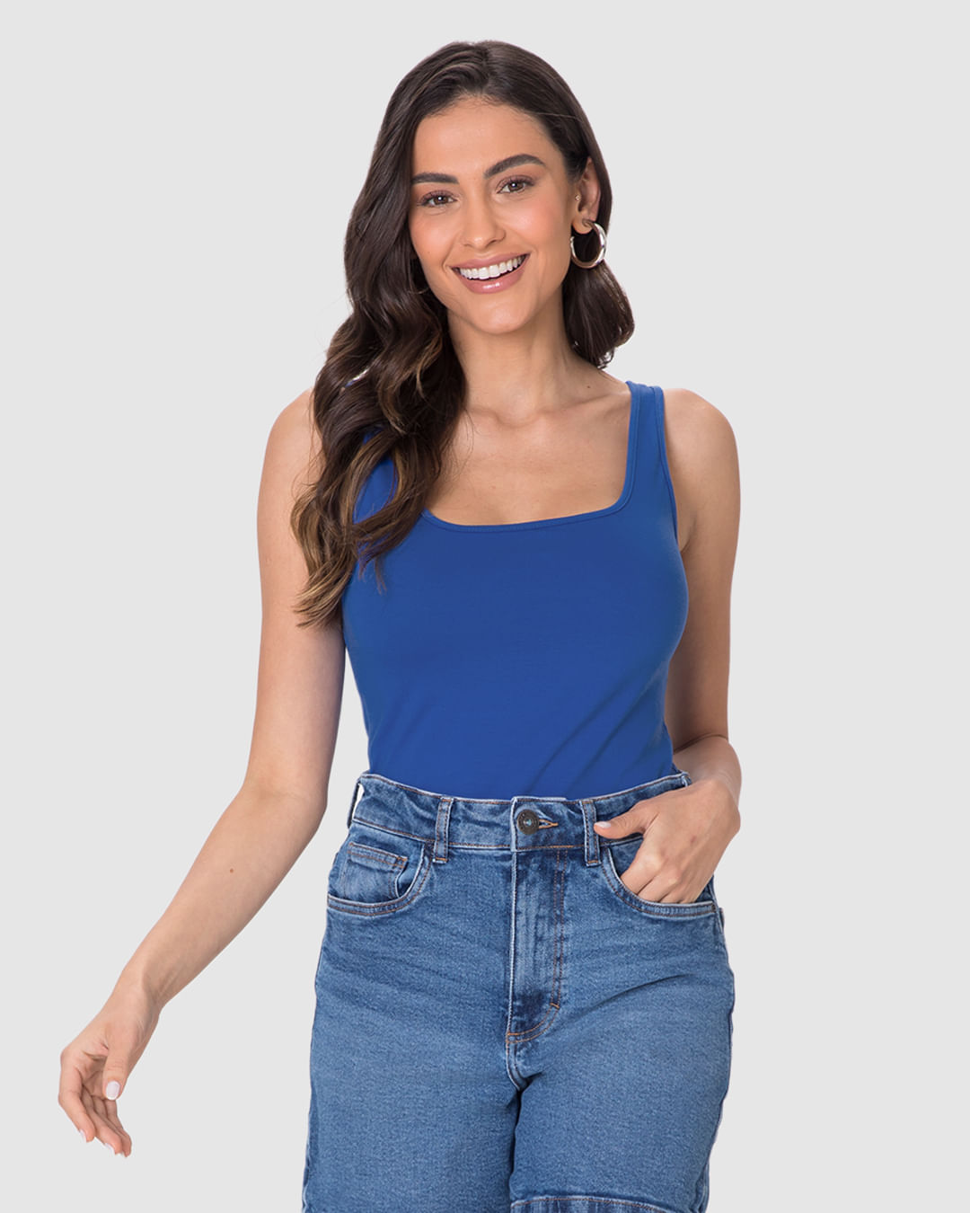 Regata Básica Feminina Alça Média Em Algodão - Imagem 6