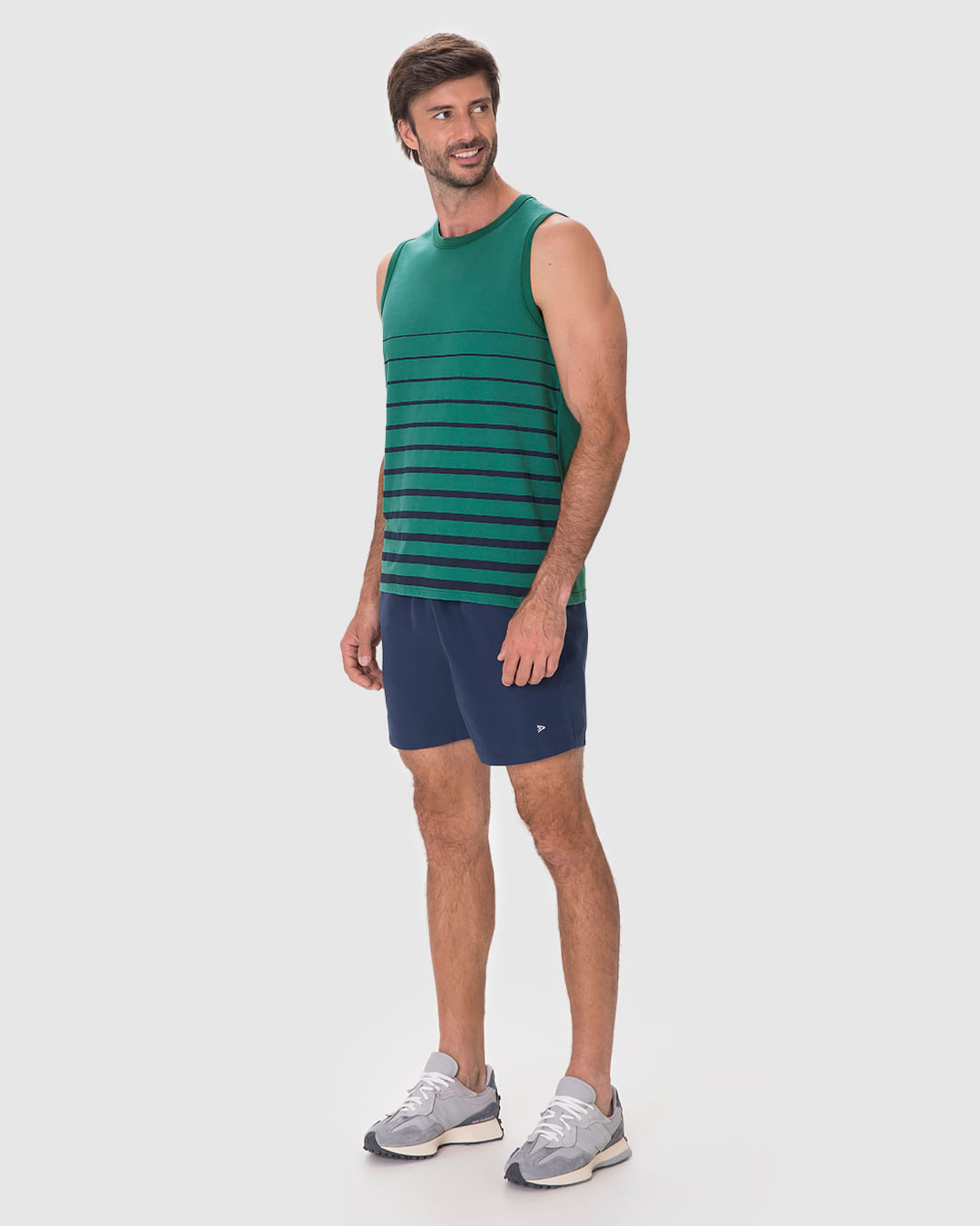 Regata Masculina Regular Estampa Frontal Listrada Em Algodão - Imagem 7