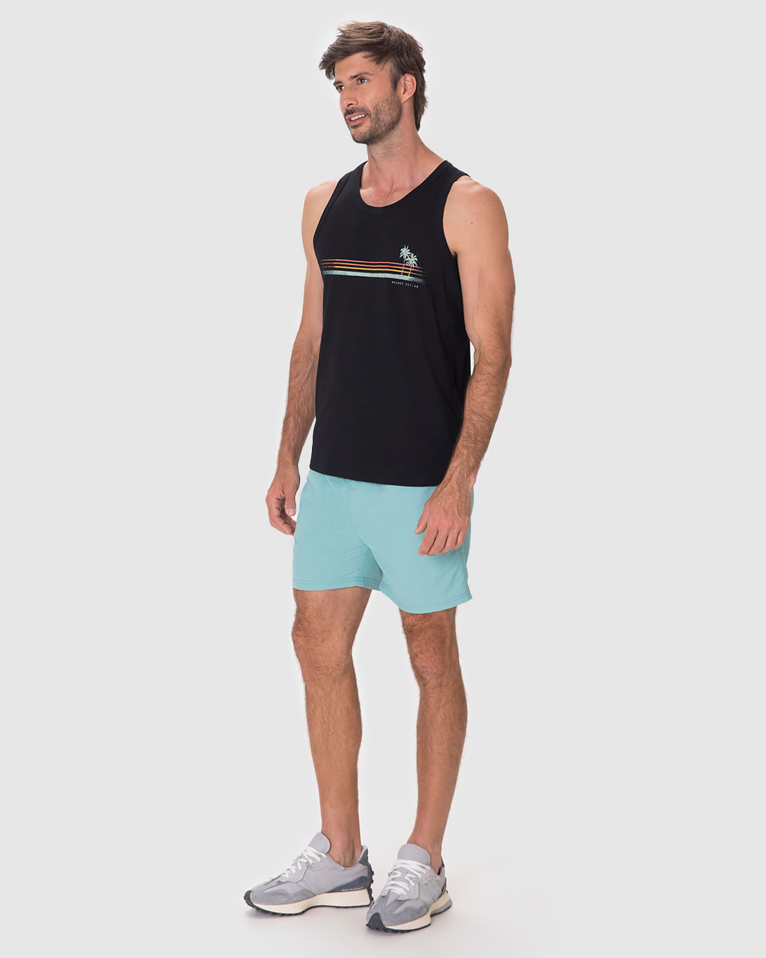 Regata Masculina Alça Estreita Com Estampa Em Algodão - Imagem 7