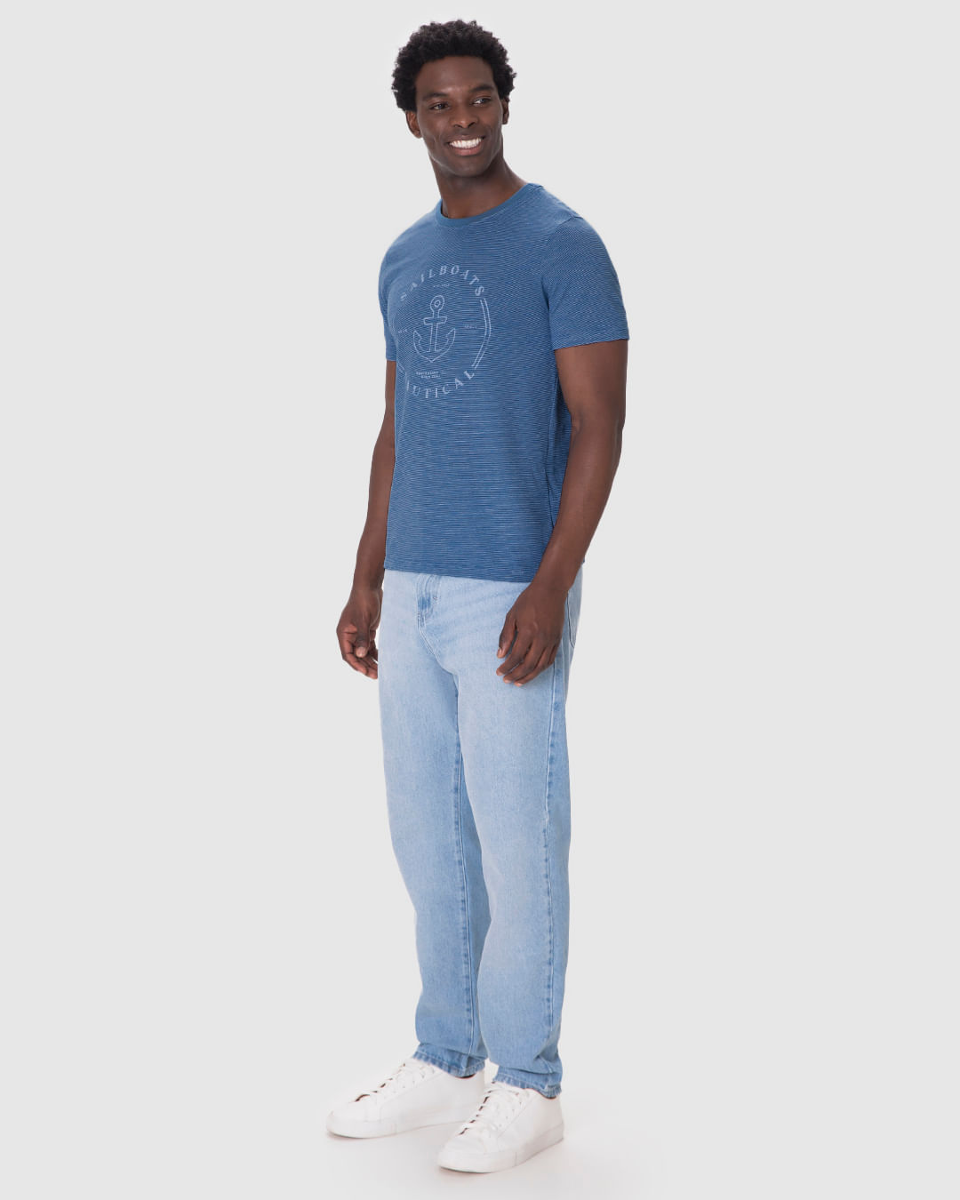 Camiseta Masculina Slim Sailboats Nautical Em Malha Fio A Fio - Imagem 7