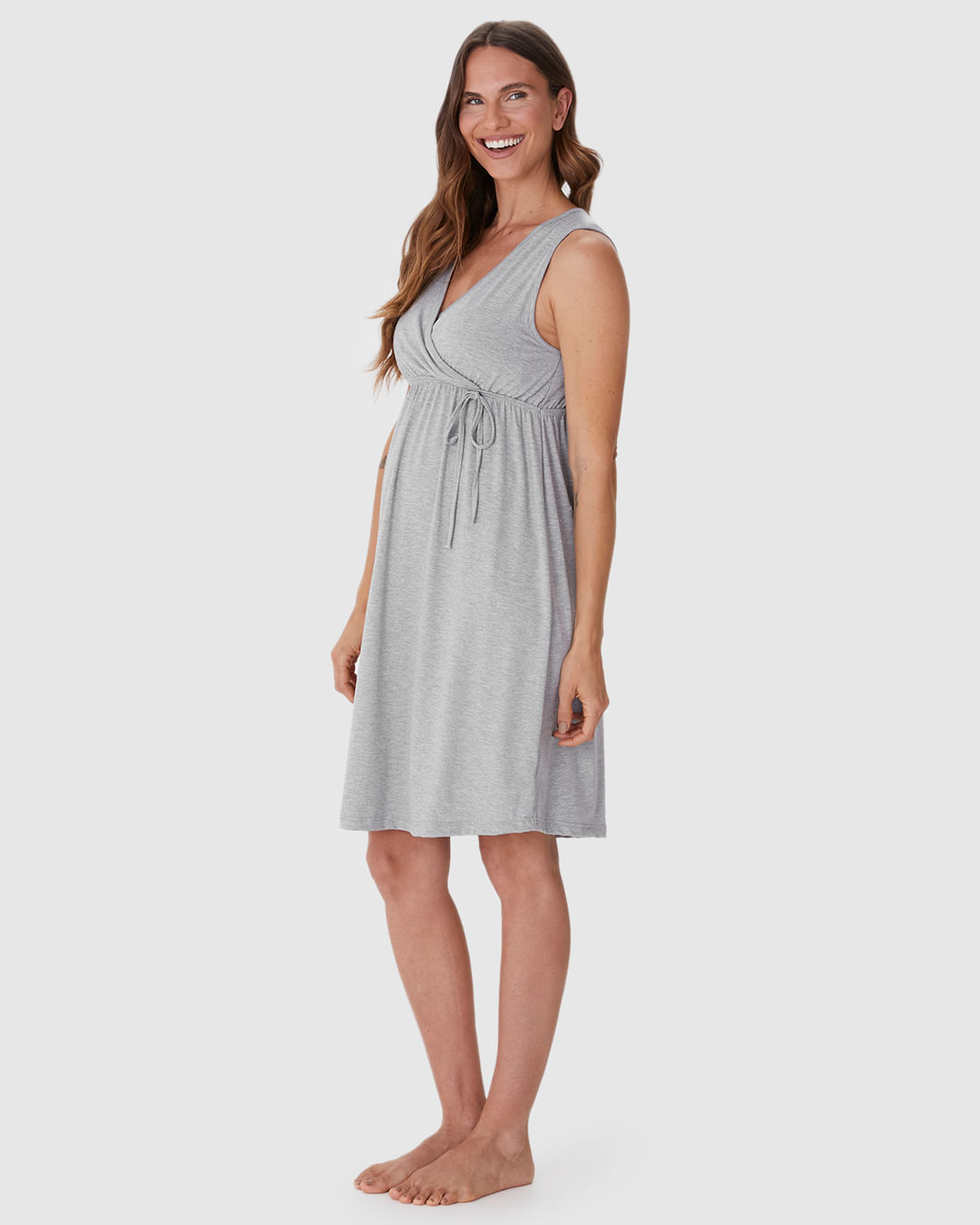 Camisola Feminina Slim Gestante Laço Decorativo Em Viscose Stretch - Imagem 2