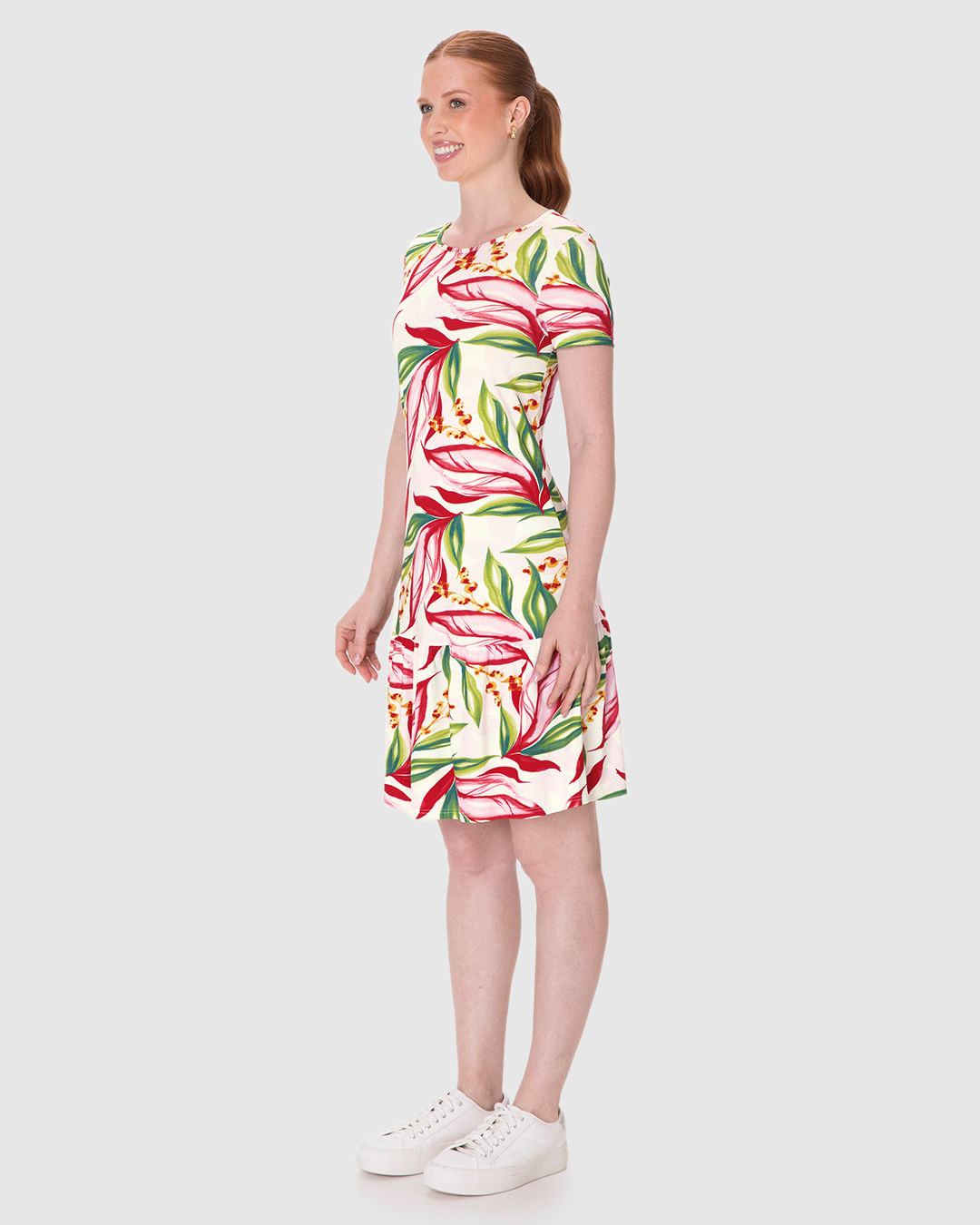 Vestido Feminino Evasê Estampado Barra Franzida Em Viscose Stretch - Imagem 22