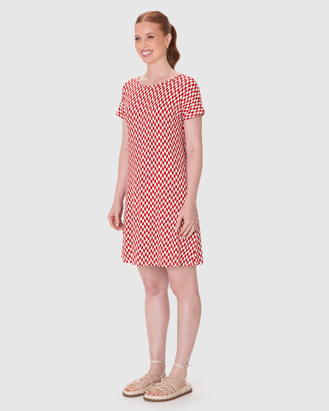 Vestido Feminino Evasê Manga Curta Estampa Digital Em Viscose Stretch - Imagem 27