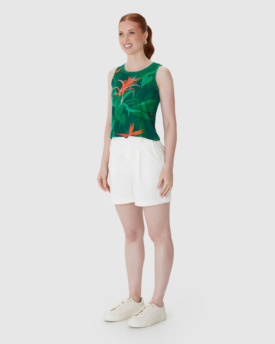 Regata Justa Feminina Estampada Gola Retilínea Em Viscose Stretch - Imagem 22