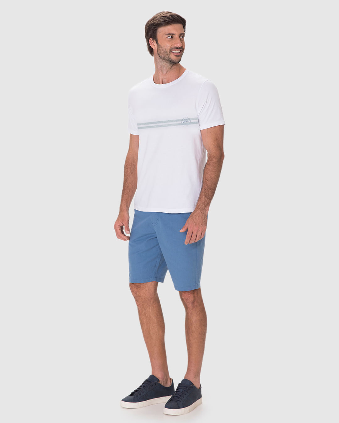 Camiseta Masculina Regular Estampa Listras Frontais Em Algodão - Imagem 22