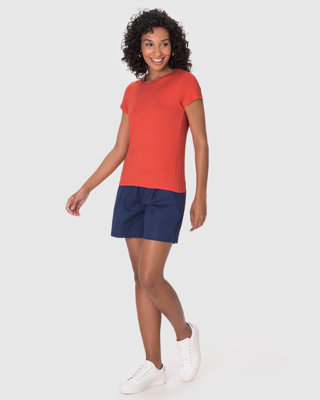 Blusa Básica Feminina Manga Curta Em Malha Viscolinho Stretch - Imagem 22