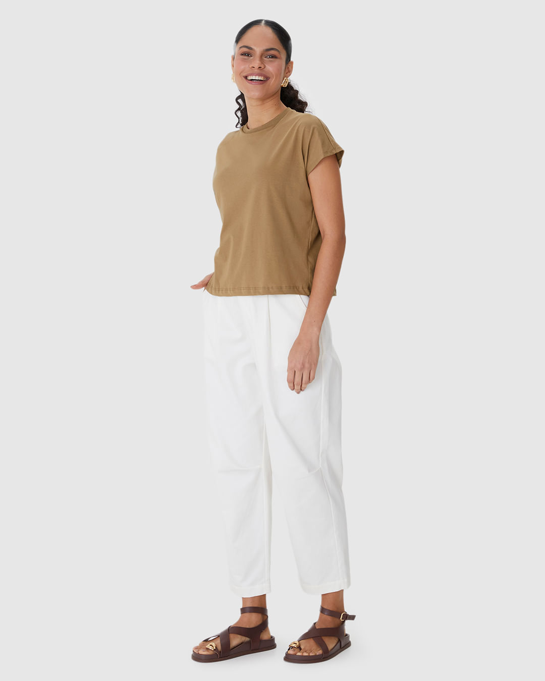 Blusa Básica Feminina Manga Curta Sem Cavas Em Malha Algodão Comfy - Imagem 7