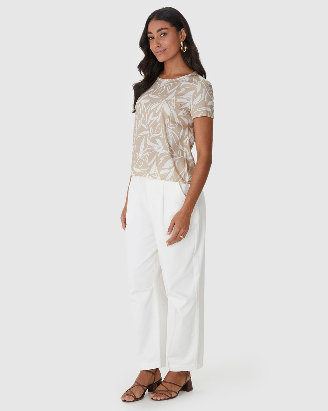Blusa Feminina Decote Redondo Estampada Em Algodão - Imagem 17