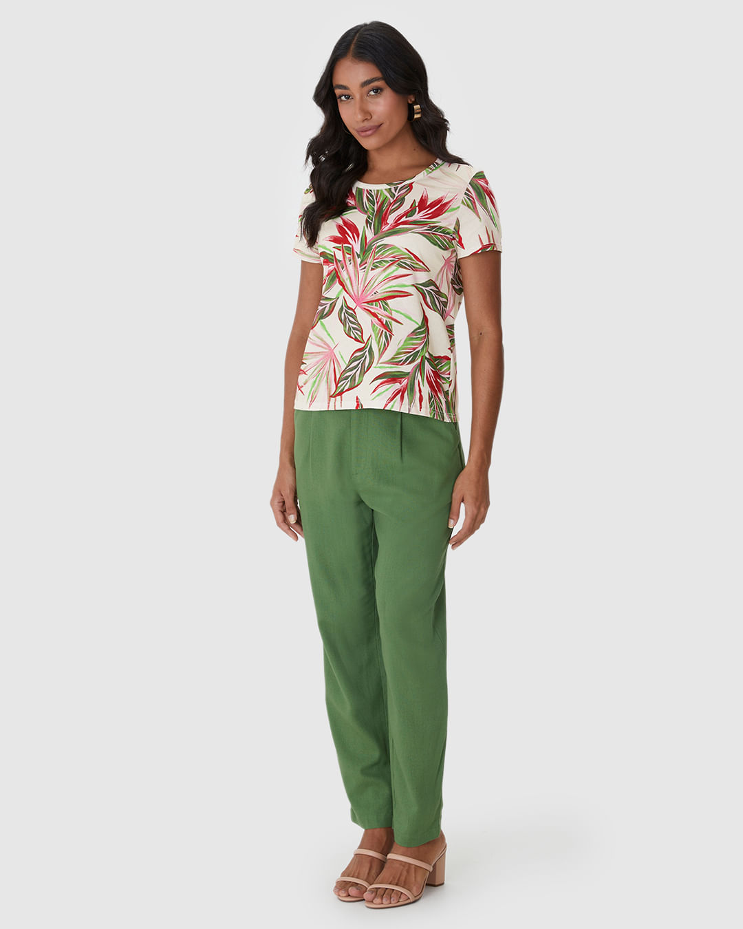Blusa Feminina Decote Redondo Estampada Em Algodão - Imagem 27