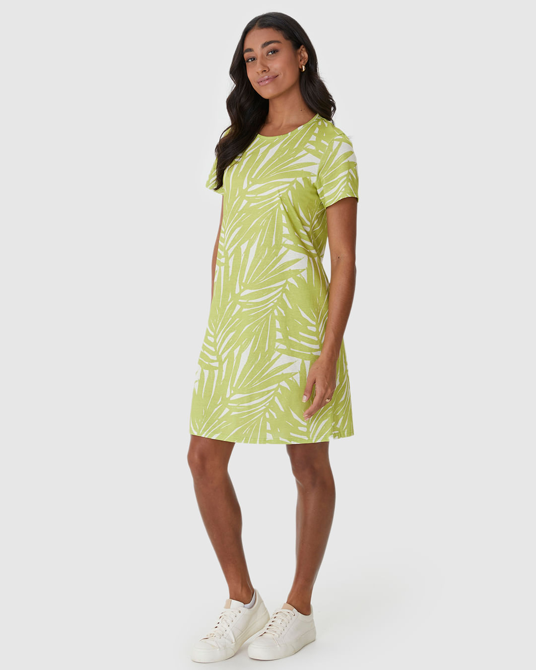 Vestido Feminino Estampado Com Decote Redondo Em Algodão - Imagem 22